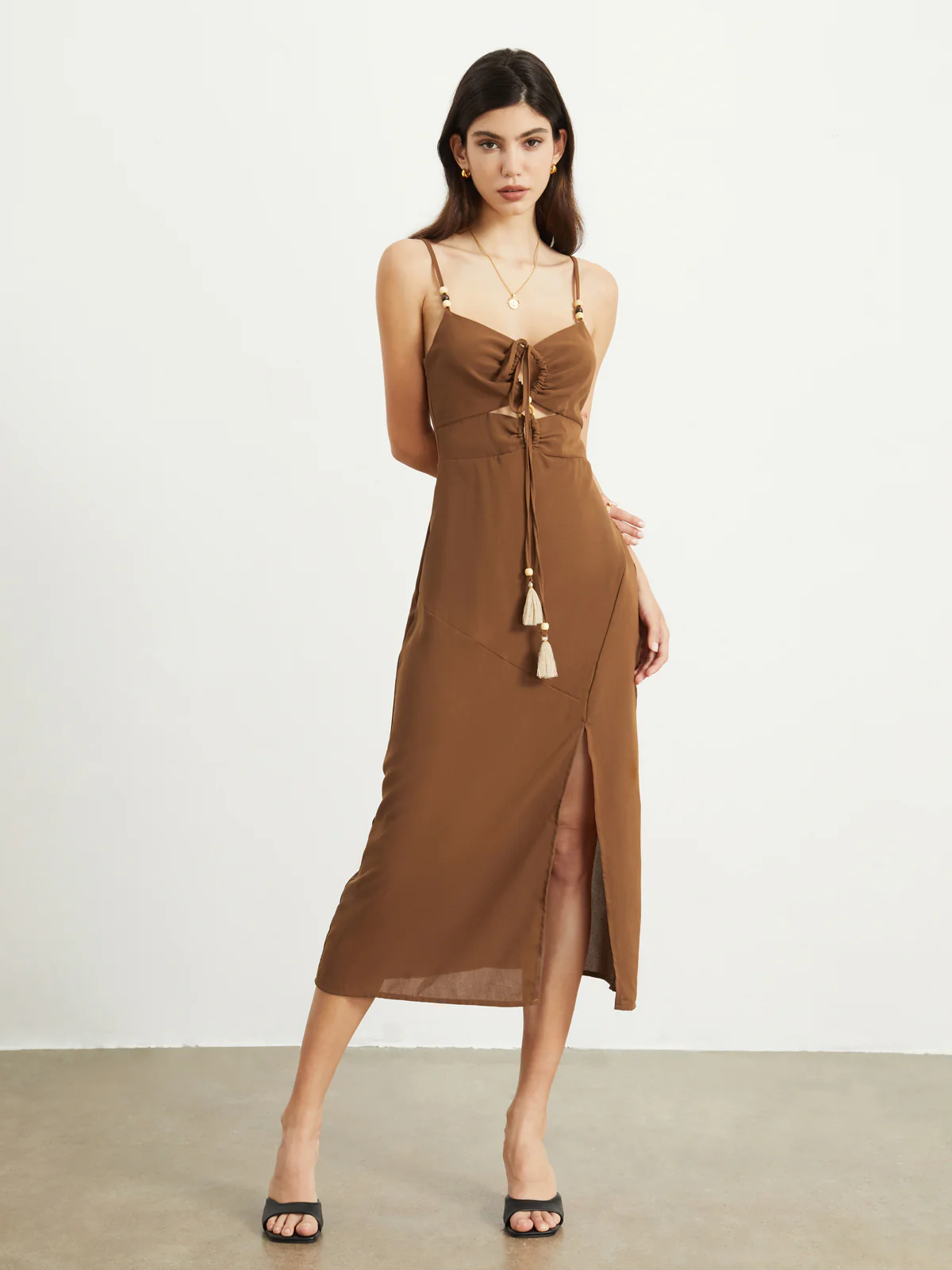 Elena Slinky Cutout Midi Dress - Takermore