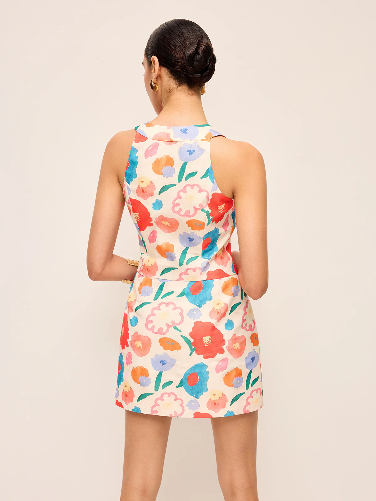 Floral Button Detail Skirt Set - Takermore