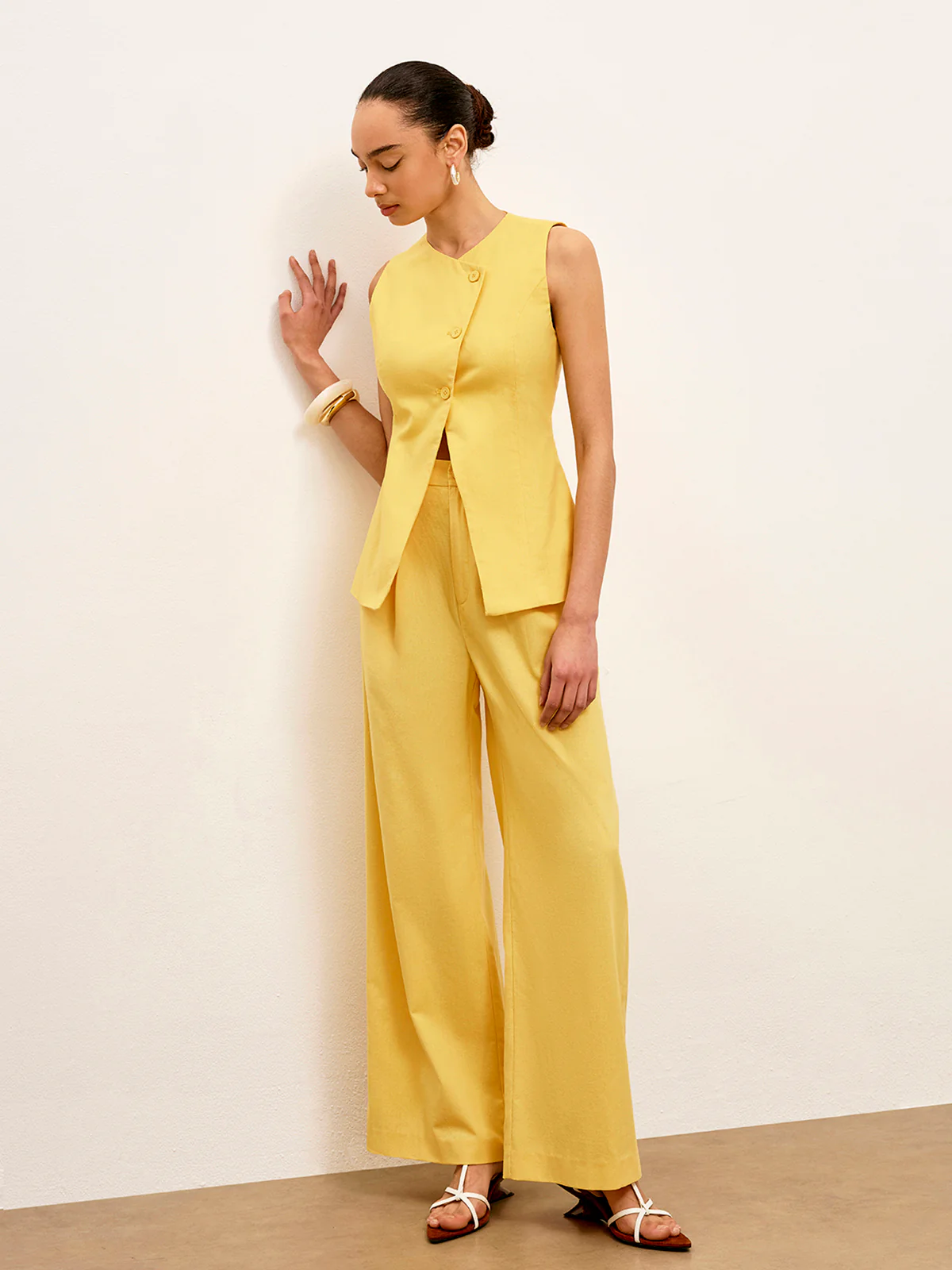 Linen & Cotton Mid-Waist Dress Pants - Takermore