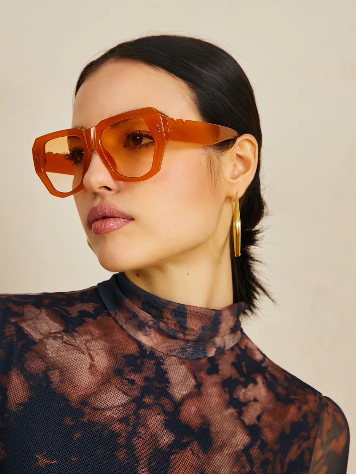 Vintage Polygon Cat Eye Rivets Sunglasses - Takermore