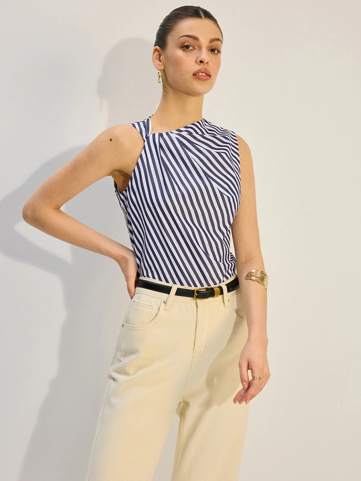 Striped Knotted Tank Top - Takermore
