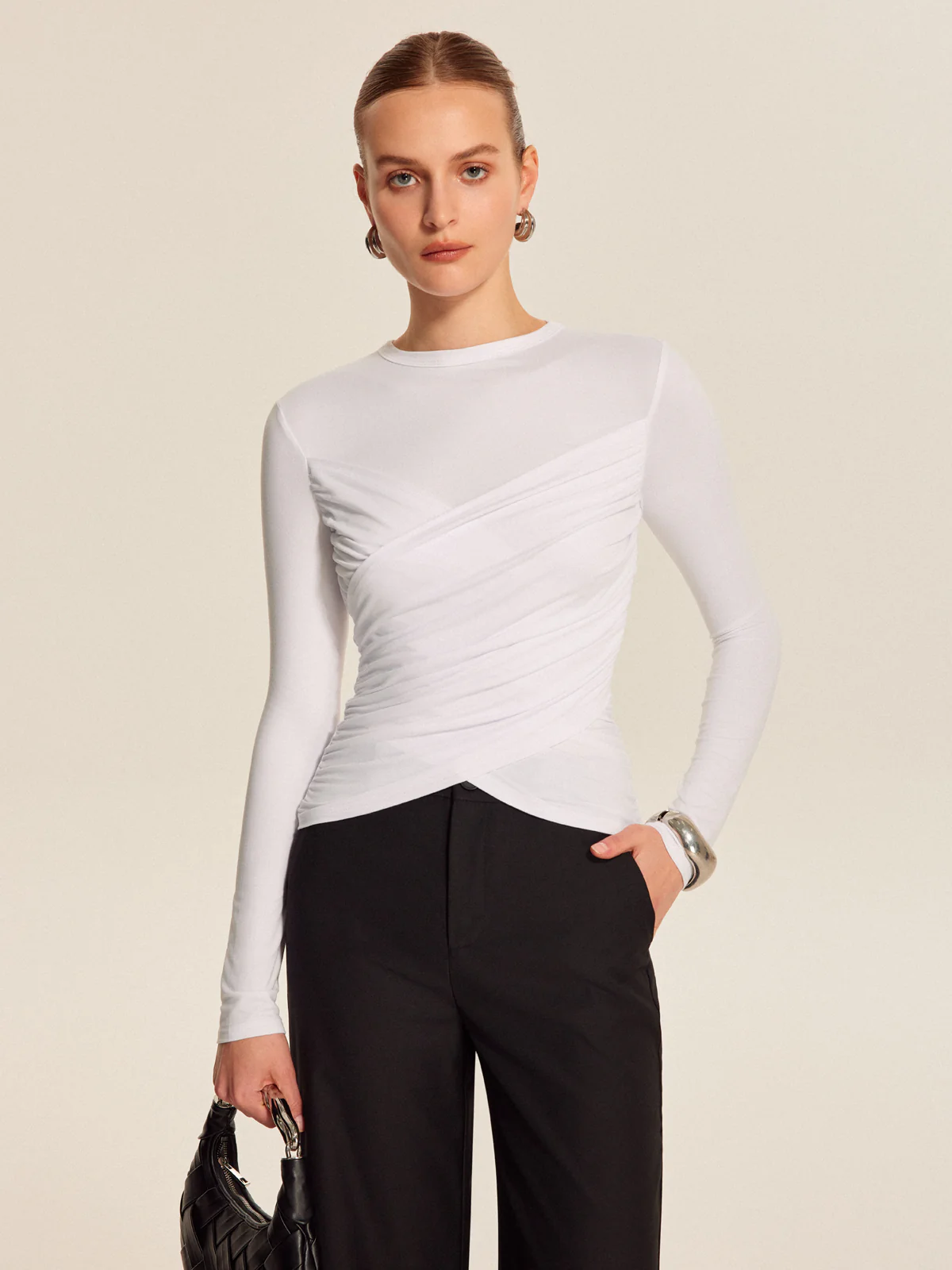 Twist-Front Long Sleeve Top - Takermore