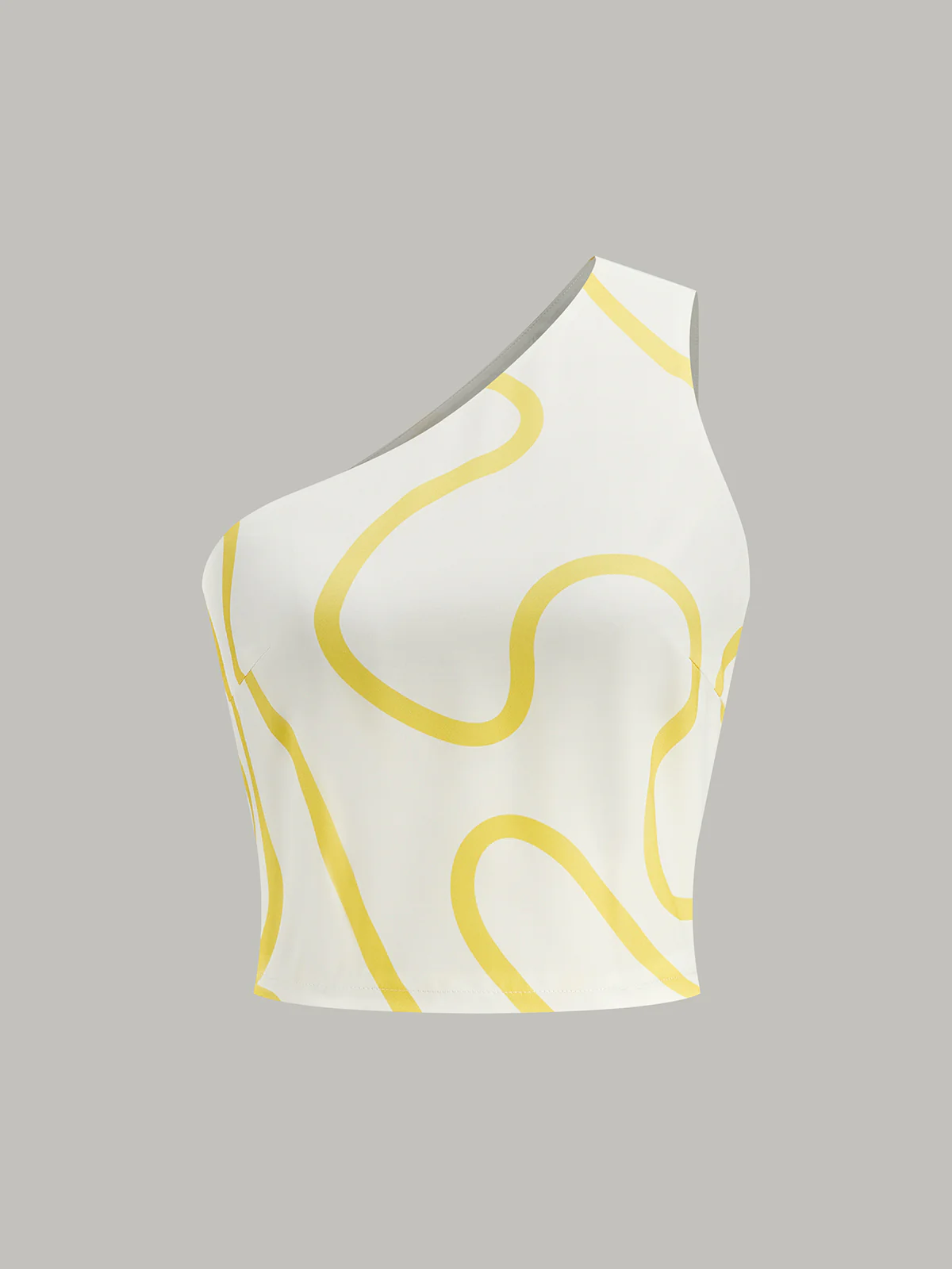 One-Shoulder Abstract Print Crop Top and Tiered Maxi Skirt Set - Takermore