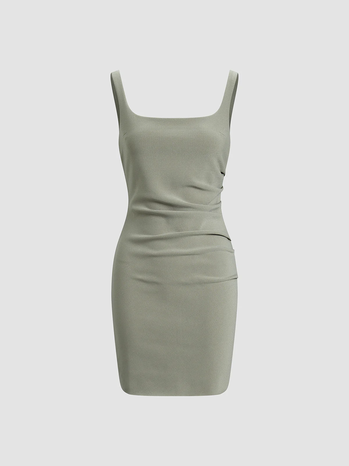Square Neck Bodycon Ruched Short Dress - Takermore