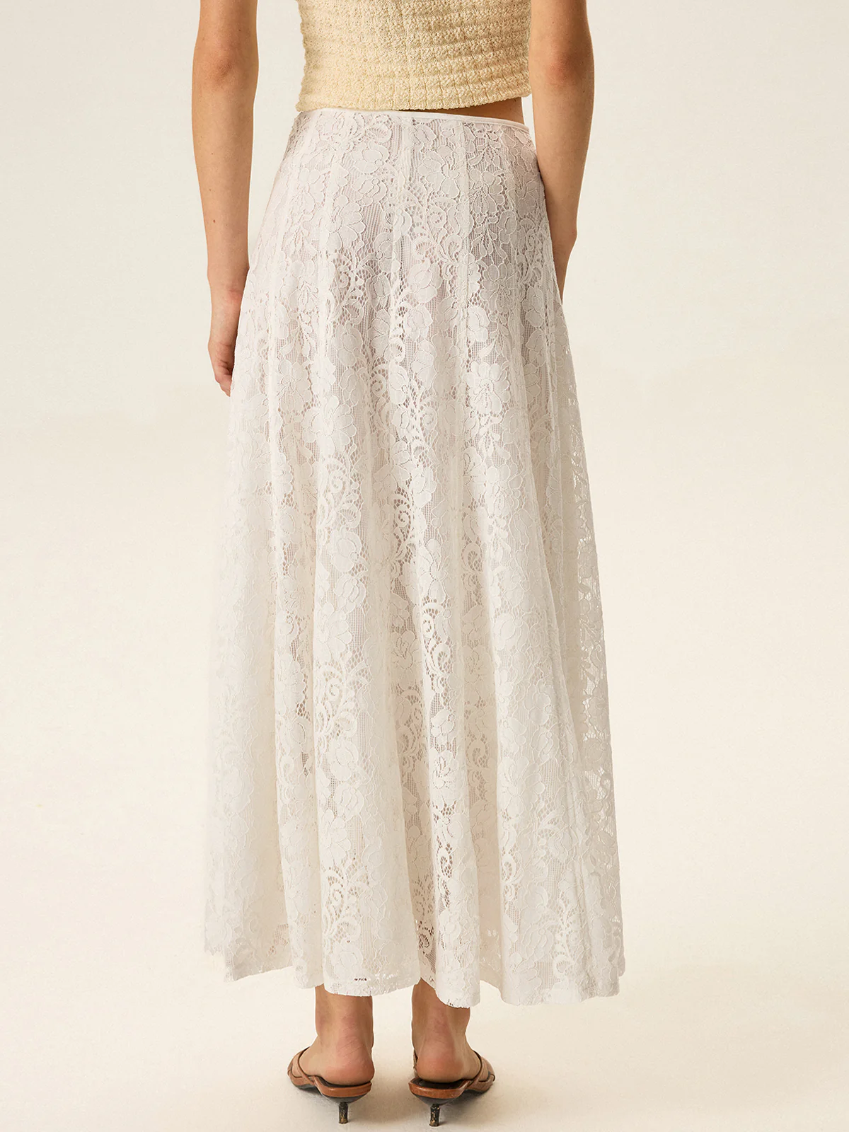 Semi-Sheer Lace Maxi Skirt - Takermore