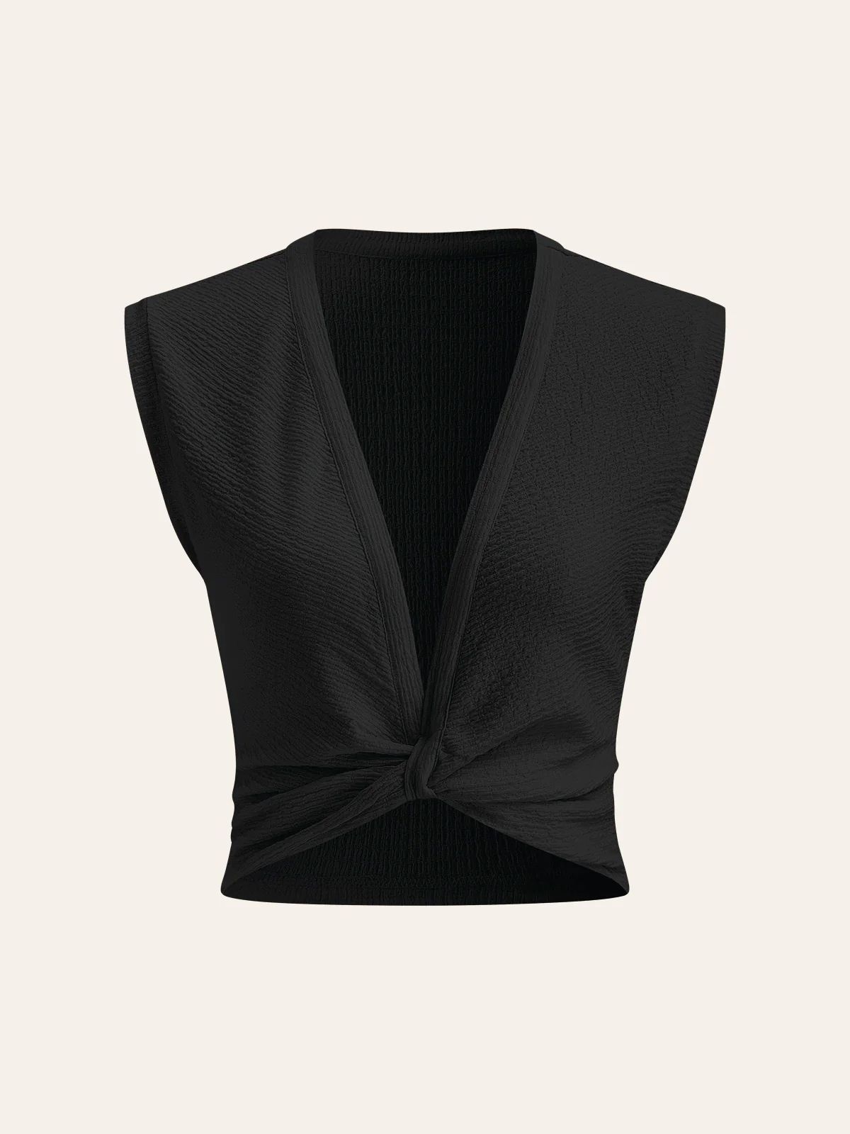 V-Neck Knot Front Sleeveless Top - Takermore