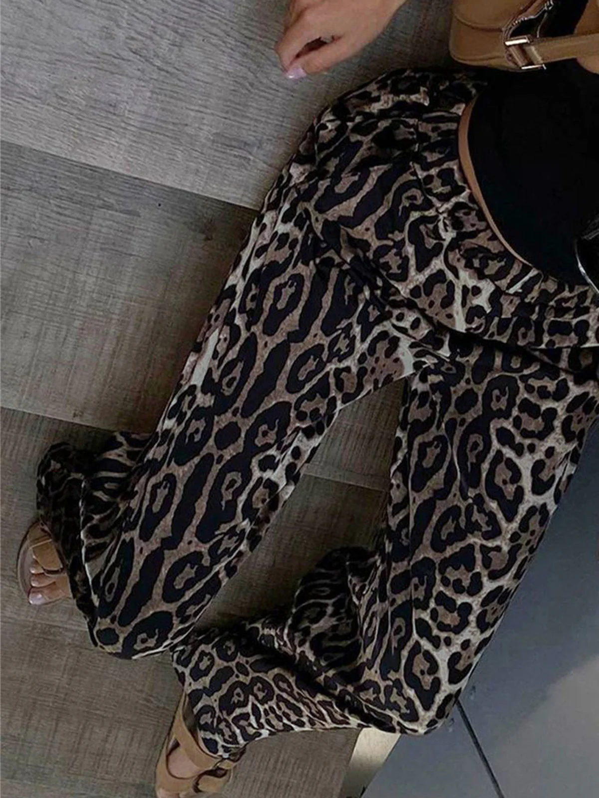Leopard Print Wide Leg Pants - Takermore
