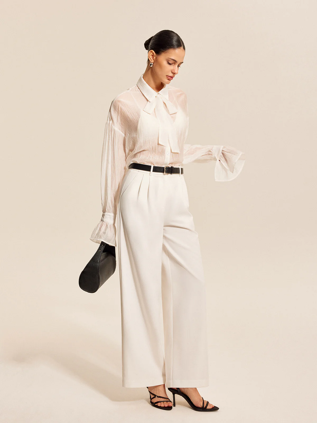 Sheer Bow Tie Blouse - Takermore