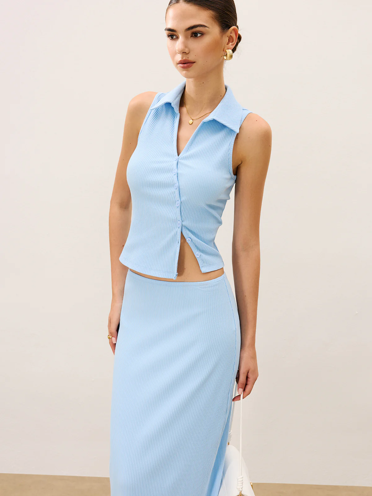 Sleeveless Crop Top and Maxi Skirt Set - Takermore