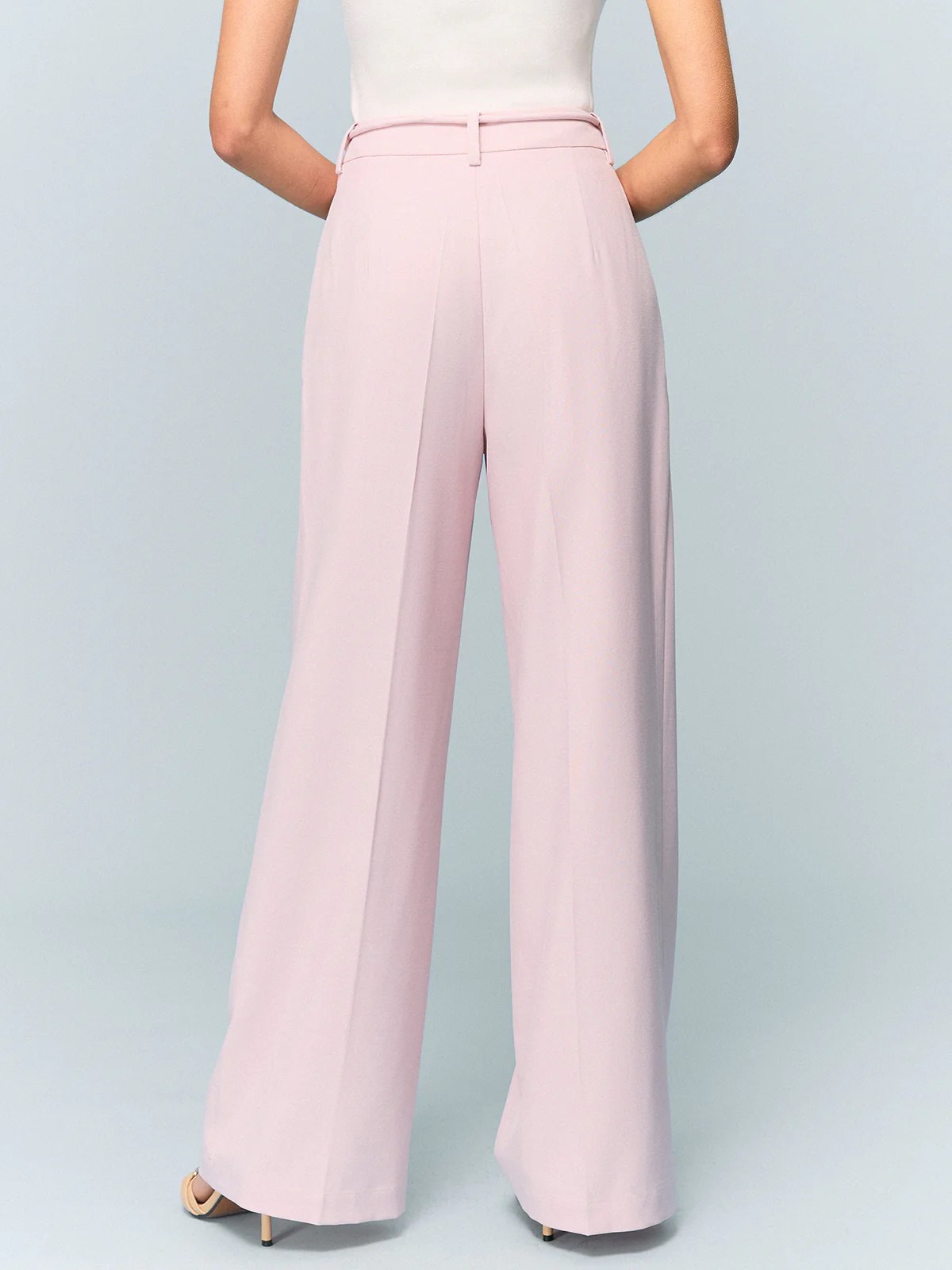 High-Waisted Wide-Leg Pants with Tie Detail - Takermore