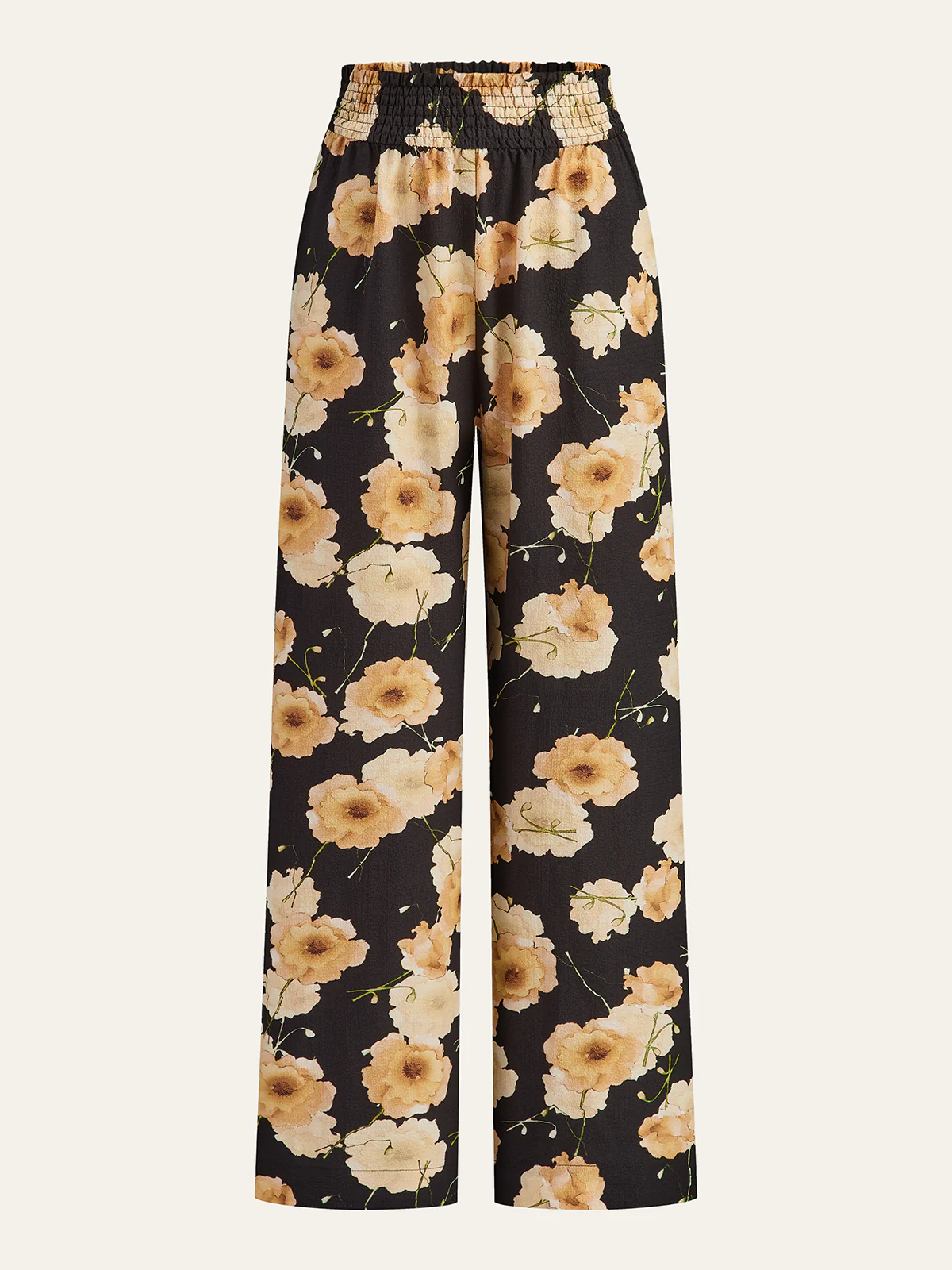 Floral Print Wide-Leg Pants - Takermore