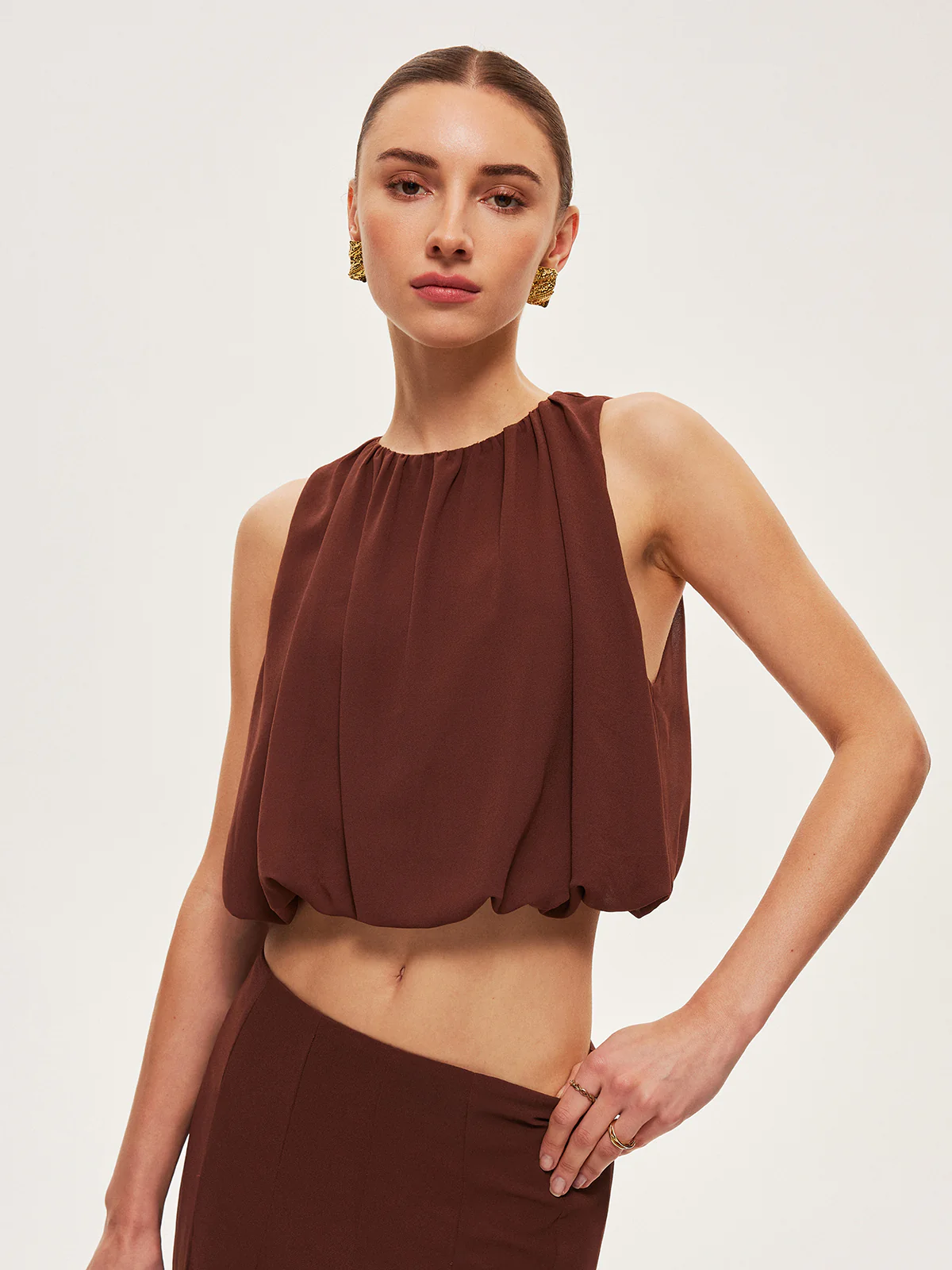 Chiffon Sleeveless Crop Top - Takermore