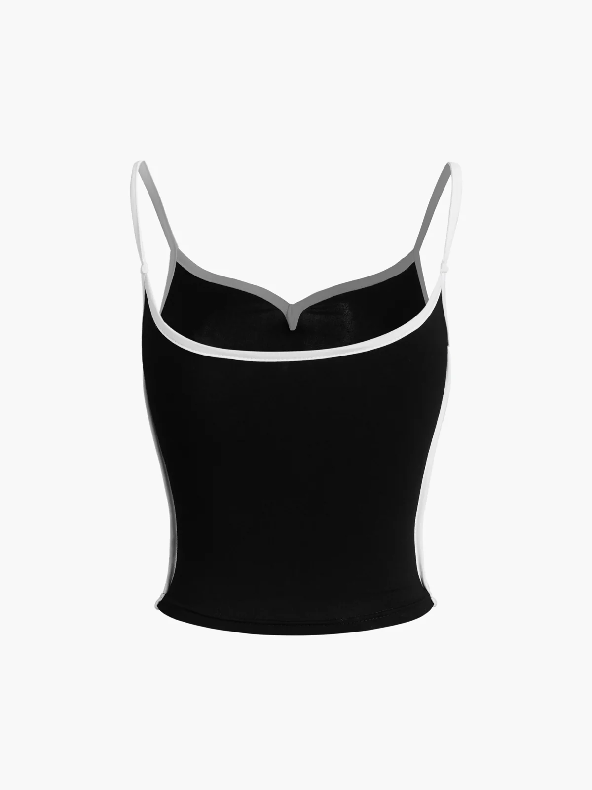 Contrast Trim Sweetheart Ribbed Crop Cami Top - Takermore