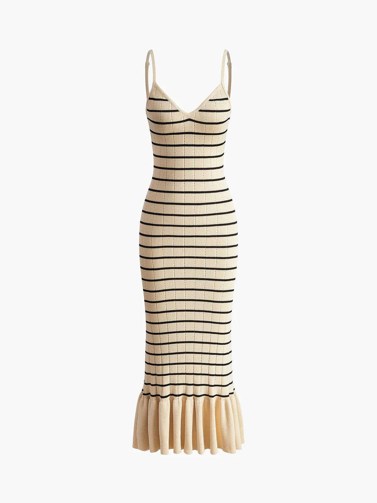 Ruffle Striped Sweater Cami Dress - Takermore