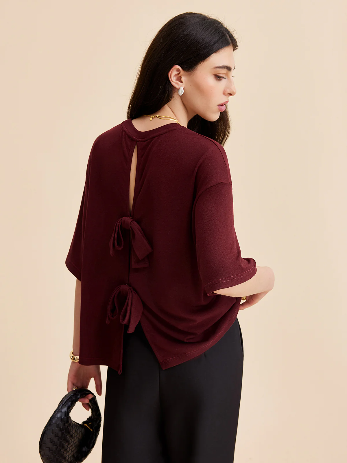 Split Back Tie Knot Top - Takermore