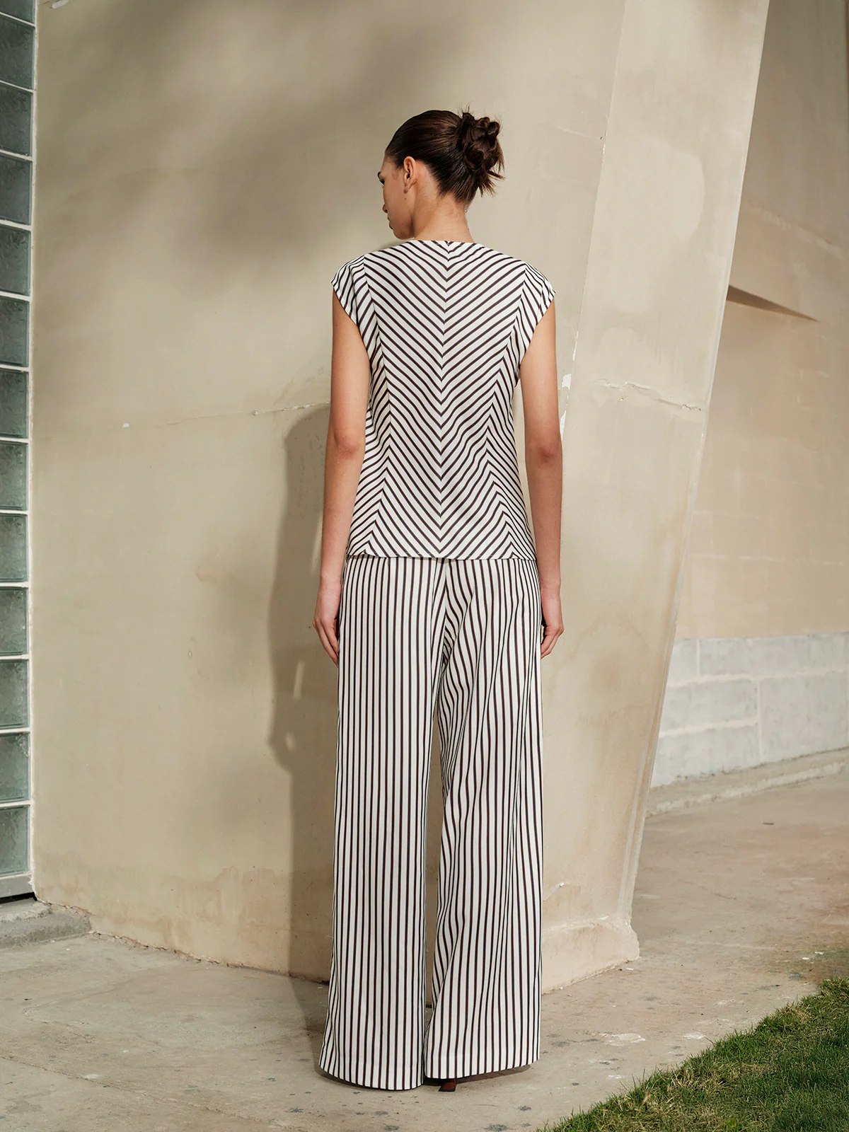 Striped Mid-Waist Wide Leg Pants - Takermore