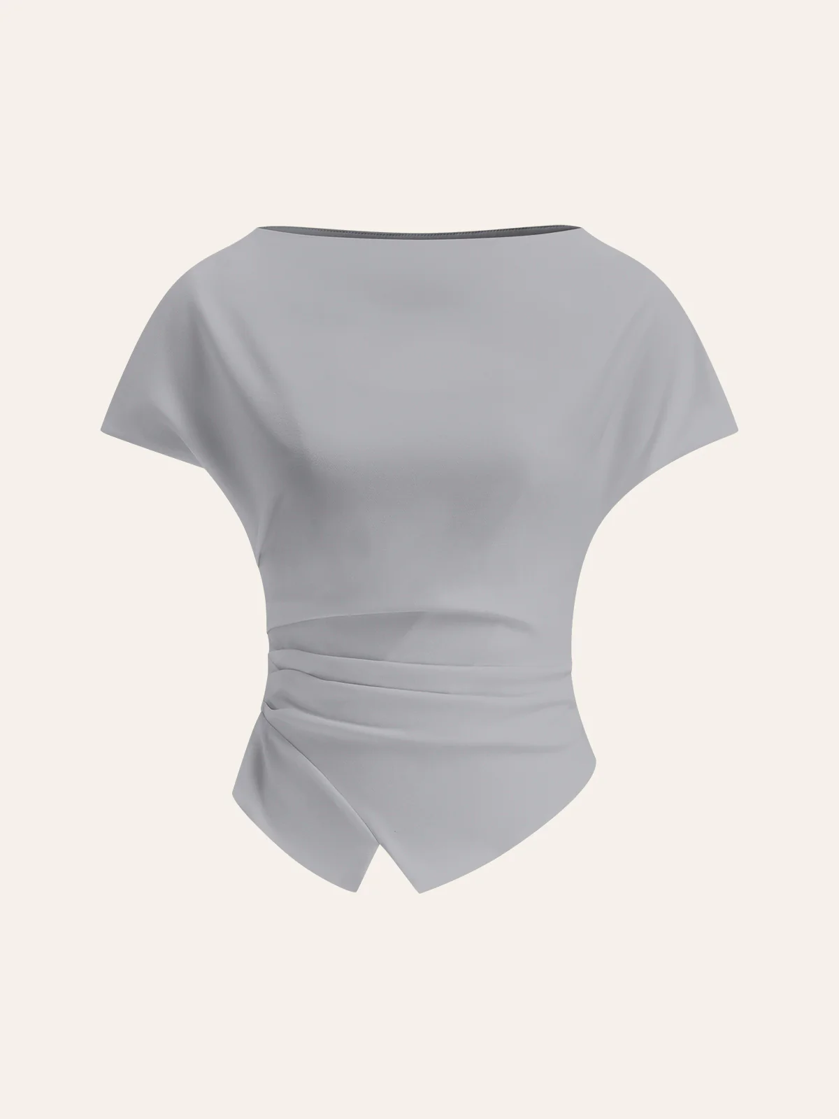 Asymmetric Hem Ruched T-Shirt - Takermore