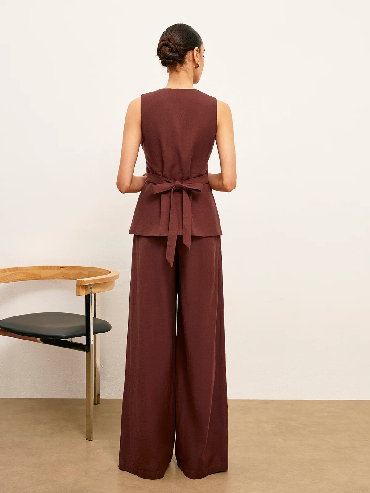 Mid-Waist Wide-Leg Pants With Pockets - Takermore