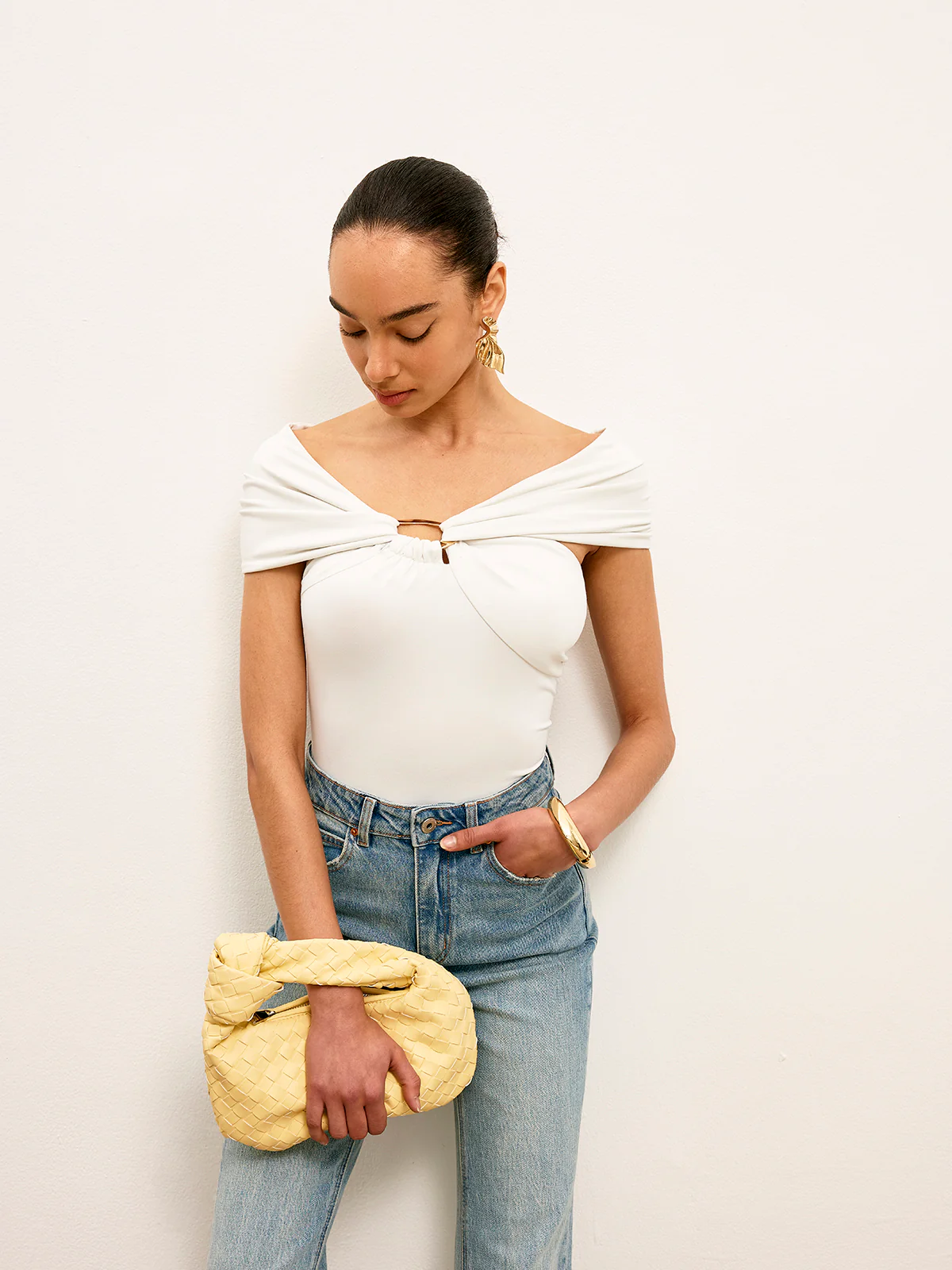 Twist Front Metal Ring Detail Top - Takermore