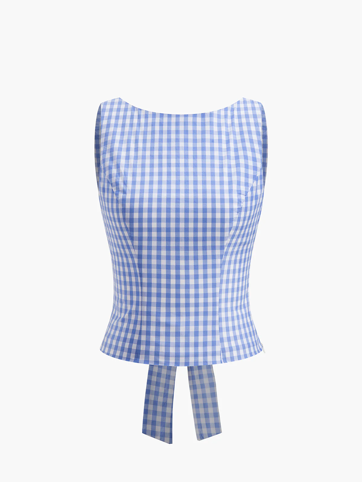 Checkerboard Bow Back Crop Top - Takermore