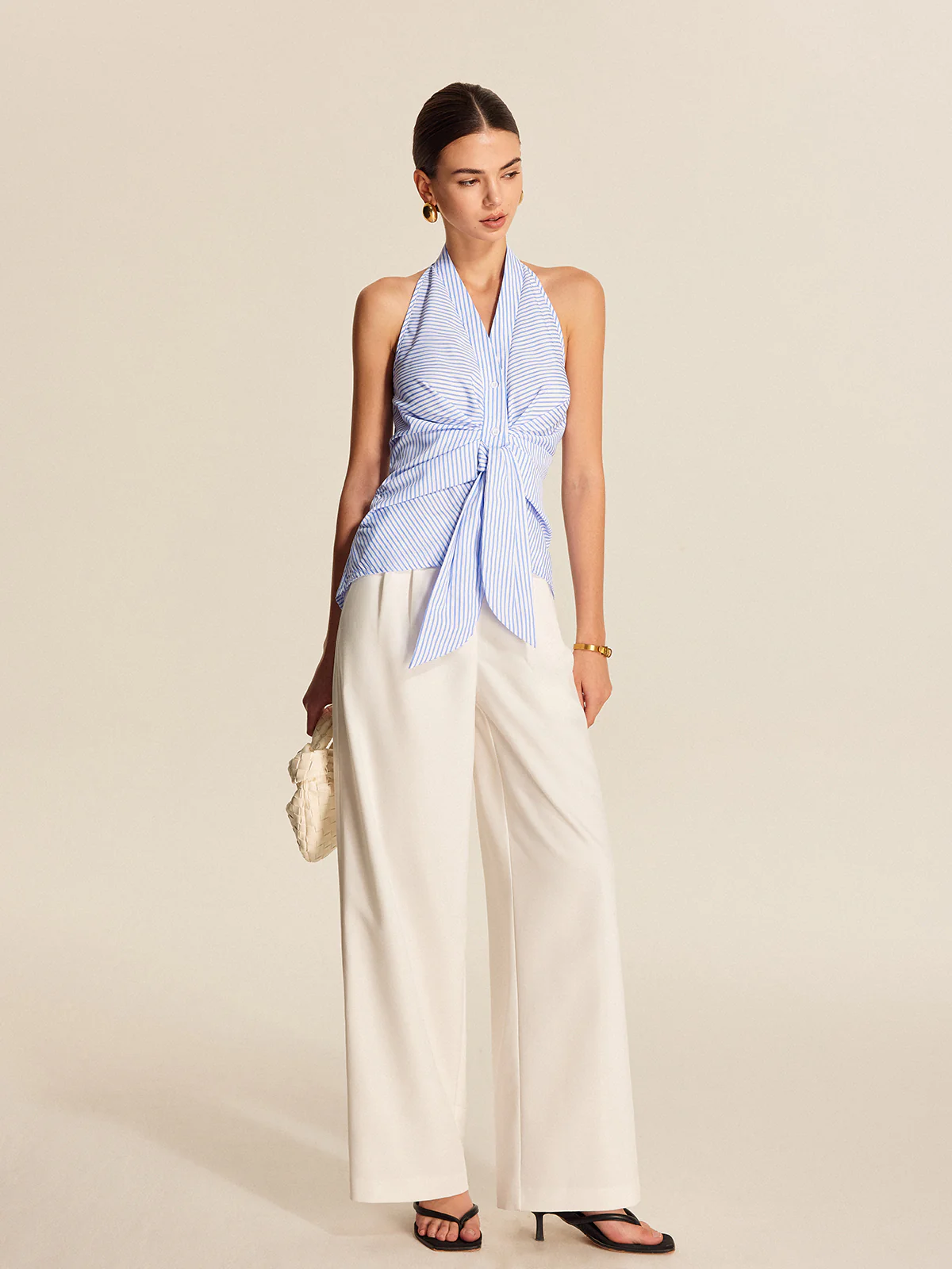 Striped Halter Tie Top - Takermore