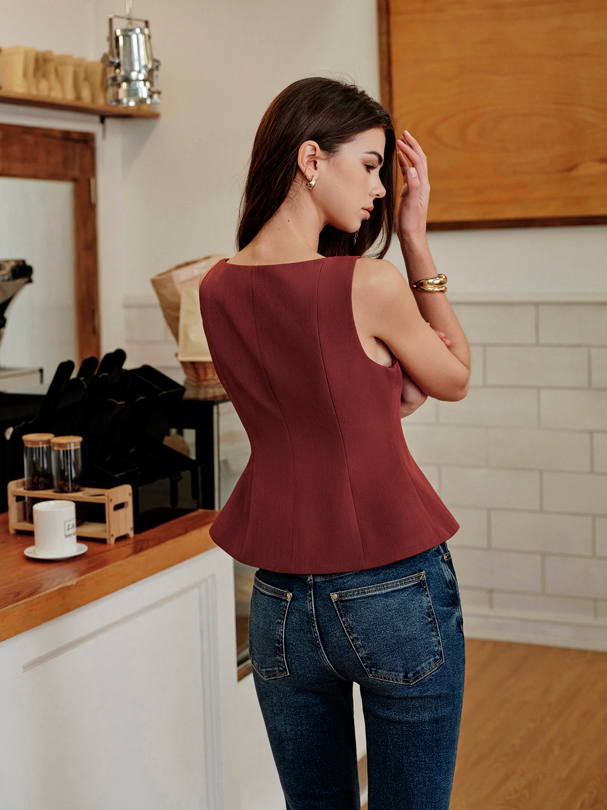 Square-Neck Zipper Tank Top - Takermore