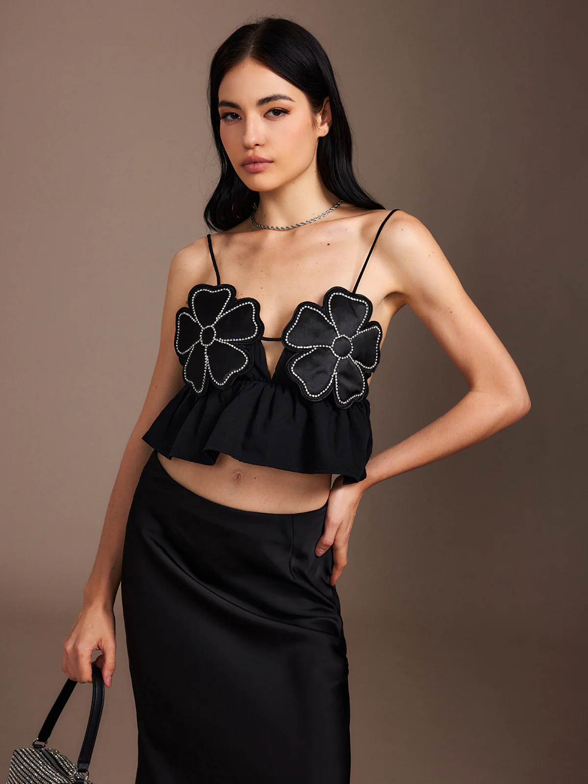 Flower Backless Ruffle Cami Top - Takermore