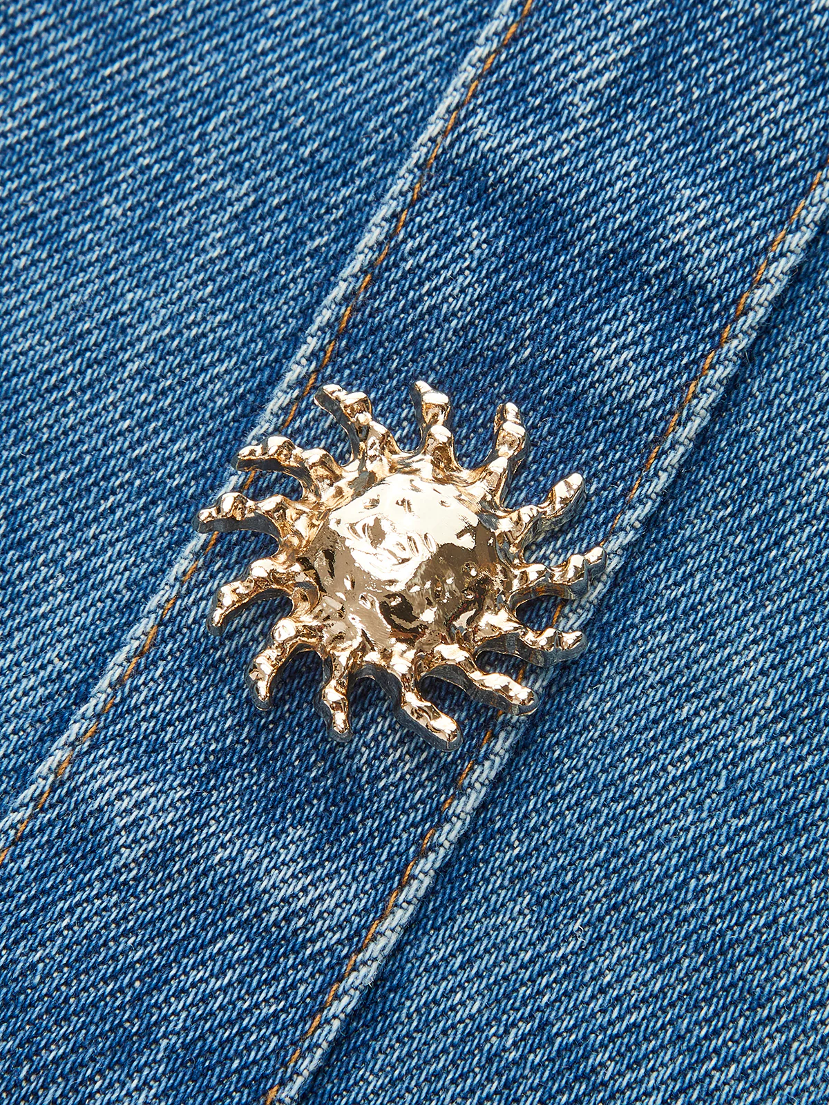 Denim Panel Contrast Strap Corset Top - Takermore