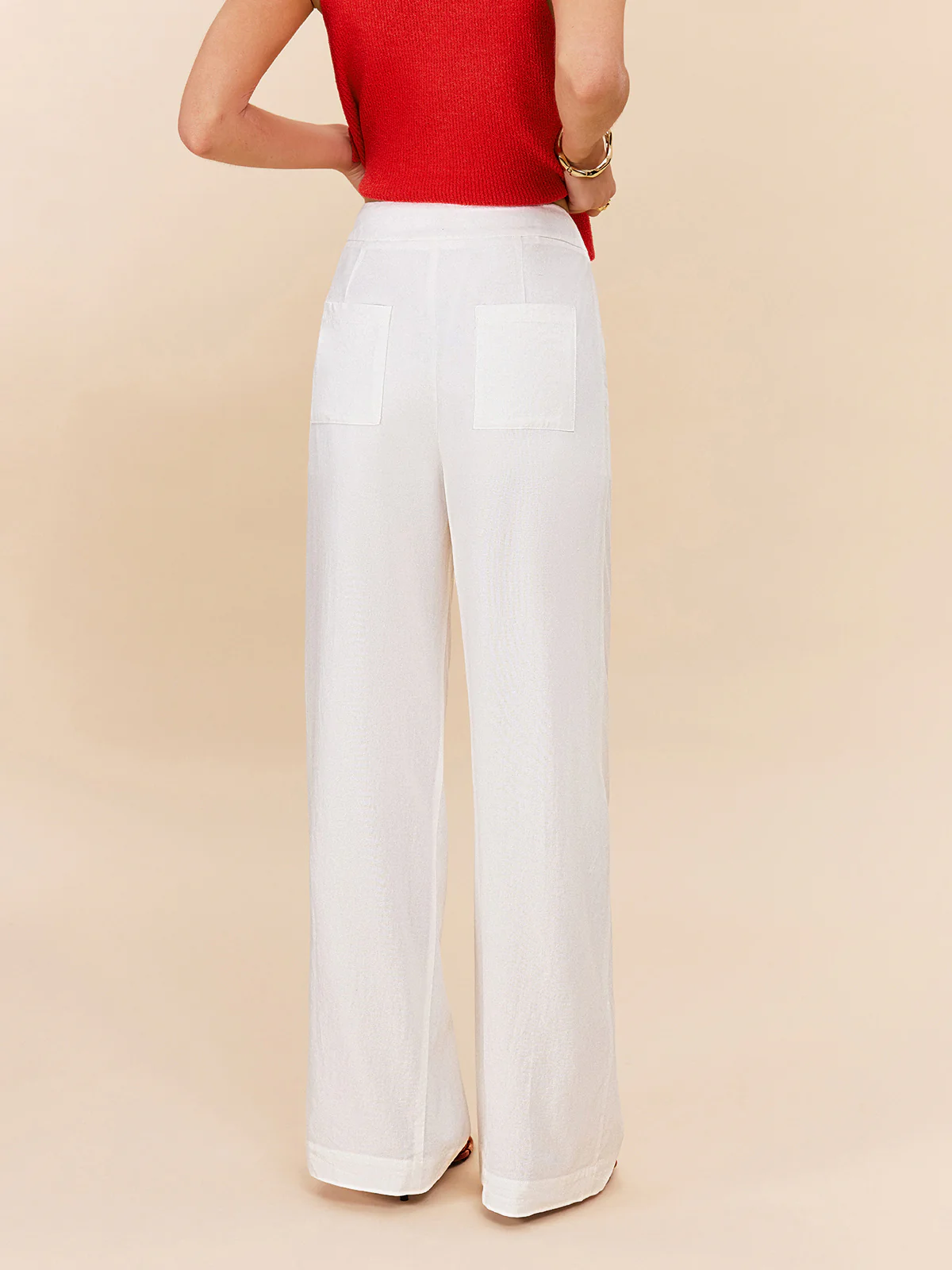 Cotton & Linen Semi-Sheer High-Waist Pants - Takermore