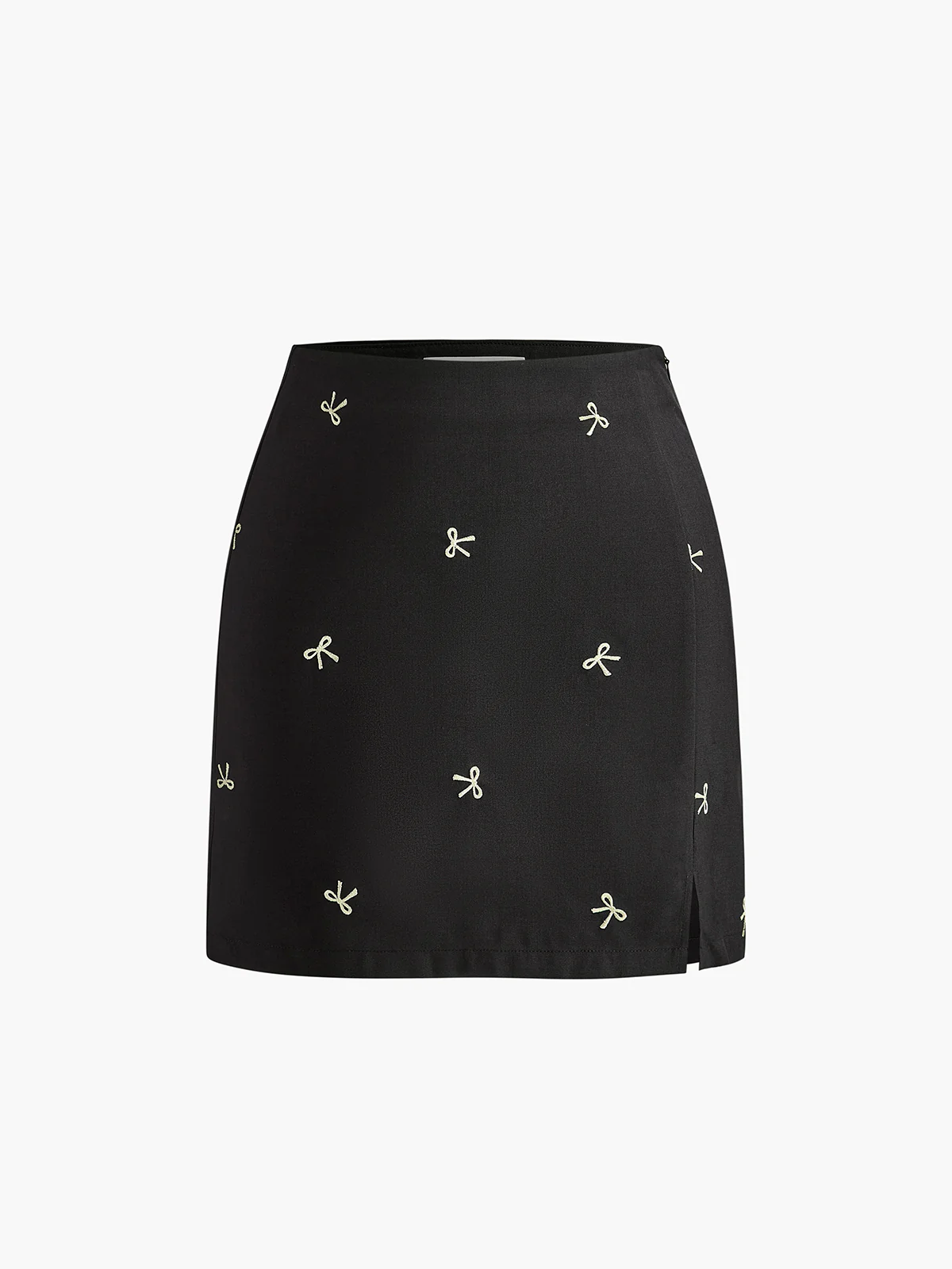 Bow Detail Zipper A Line Skirt - Takermore