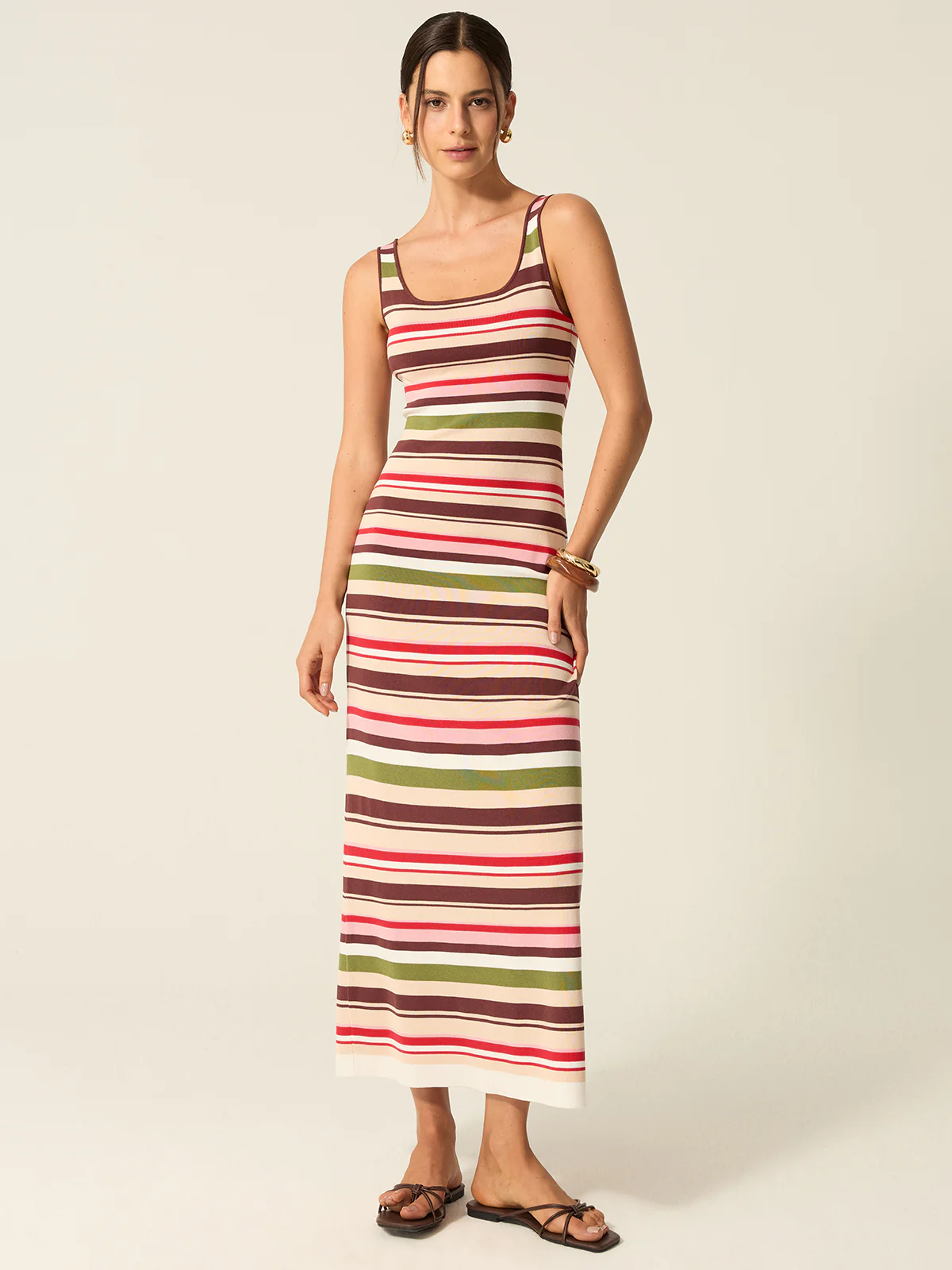 Color-Block Striped Maxi Dress - Takermore