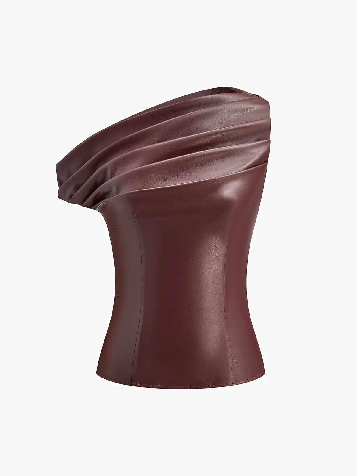 One-Shoulder PU Leather Tank Top - Takermore