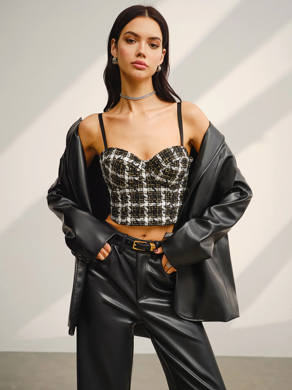 Sweetheart Checked Crop Cami Top - Takermore