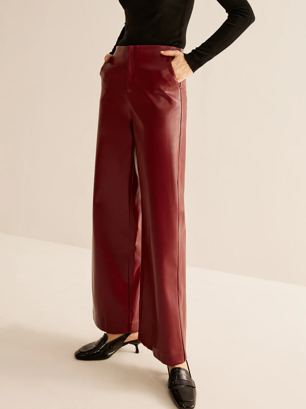 Retro Regular PU Leather Pants - Takermore