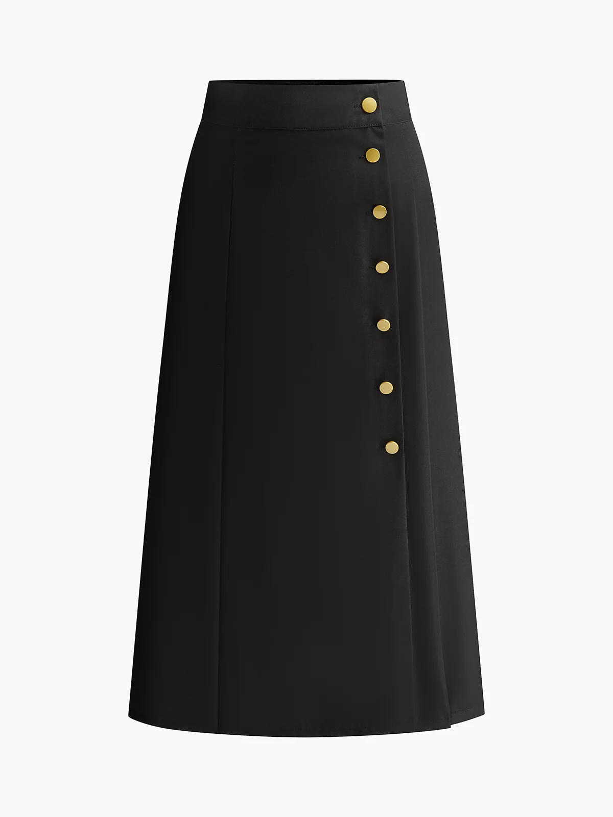 Metal Button Midi Skirt - Takermore
