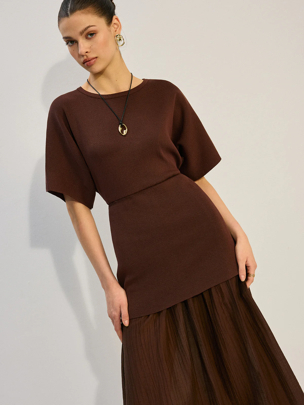 Sheer-Paneled Maxi Dress - Takermore