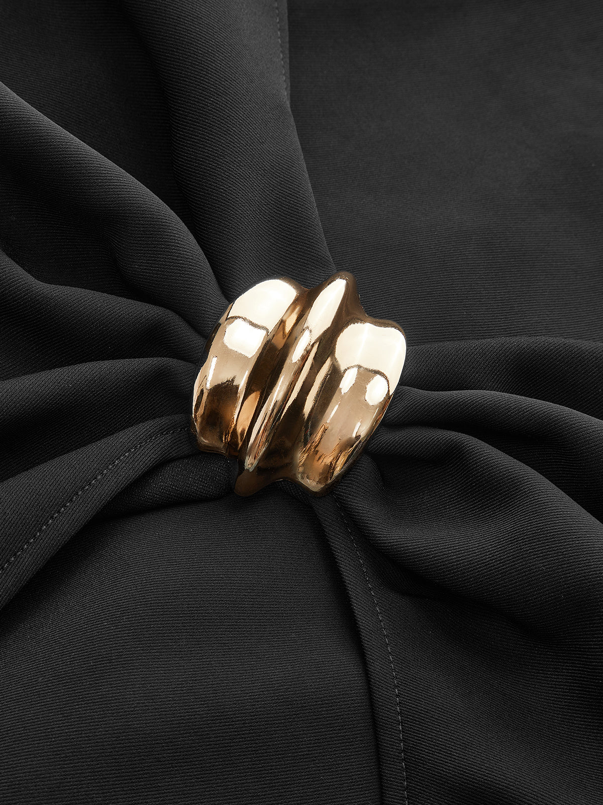 Asymmetric Ruched Wrap Mini Skirt with Metal Buckle - Takermore