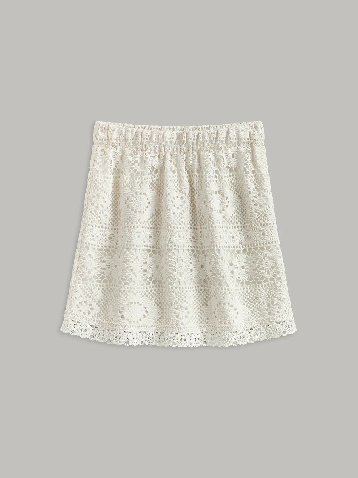 Crochet Tie-Back Semi-Sheer Skirt Set - Takermore