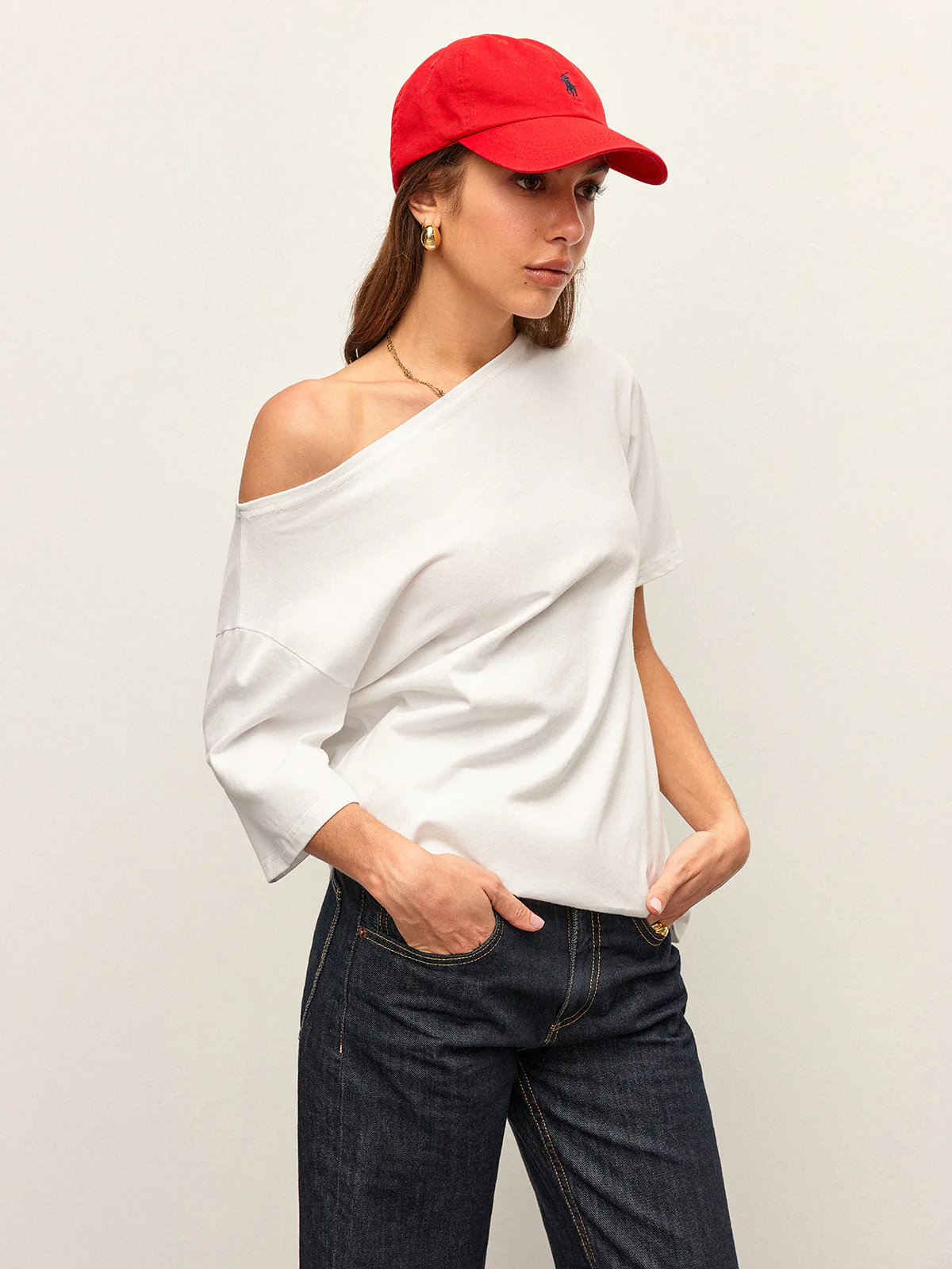 Cotton Off-Shoulder T-Shirt - Takermore
