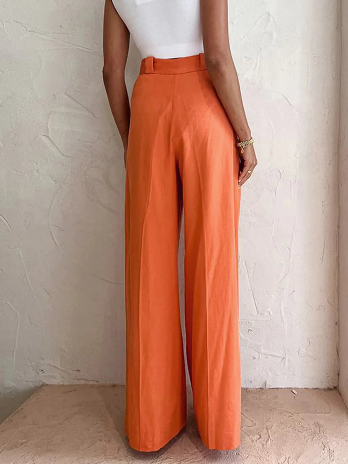 Vitamin C Linen Cotton Wide Leg Pants - Takermore