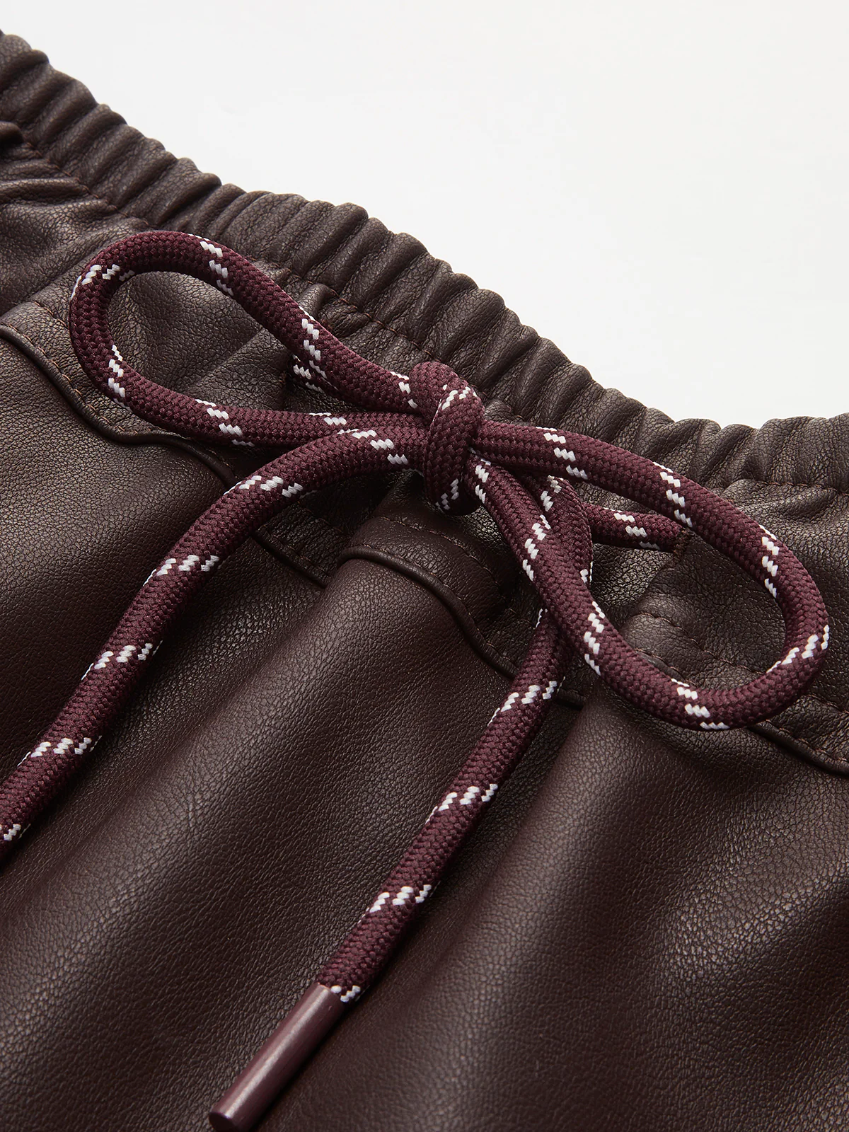 Drawstring Faux Leather Skirt - Takermore