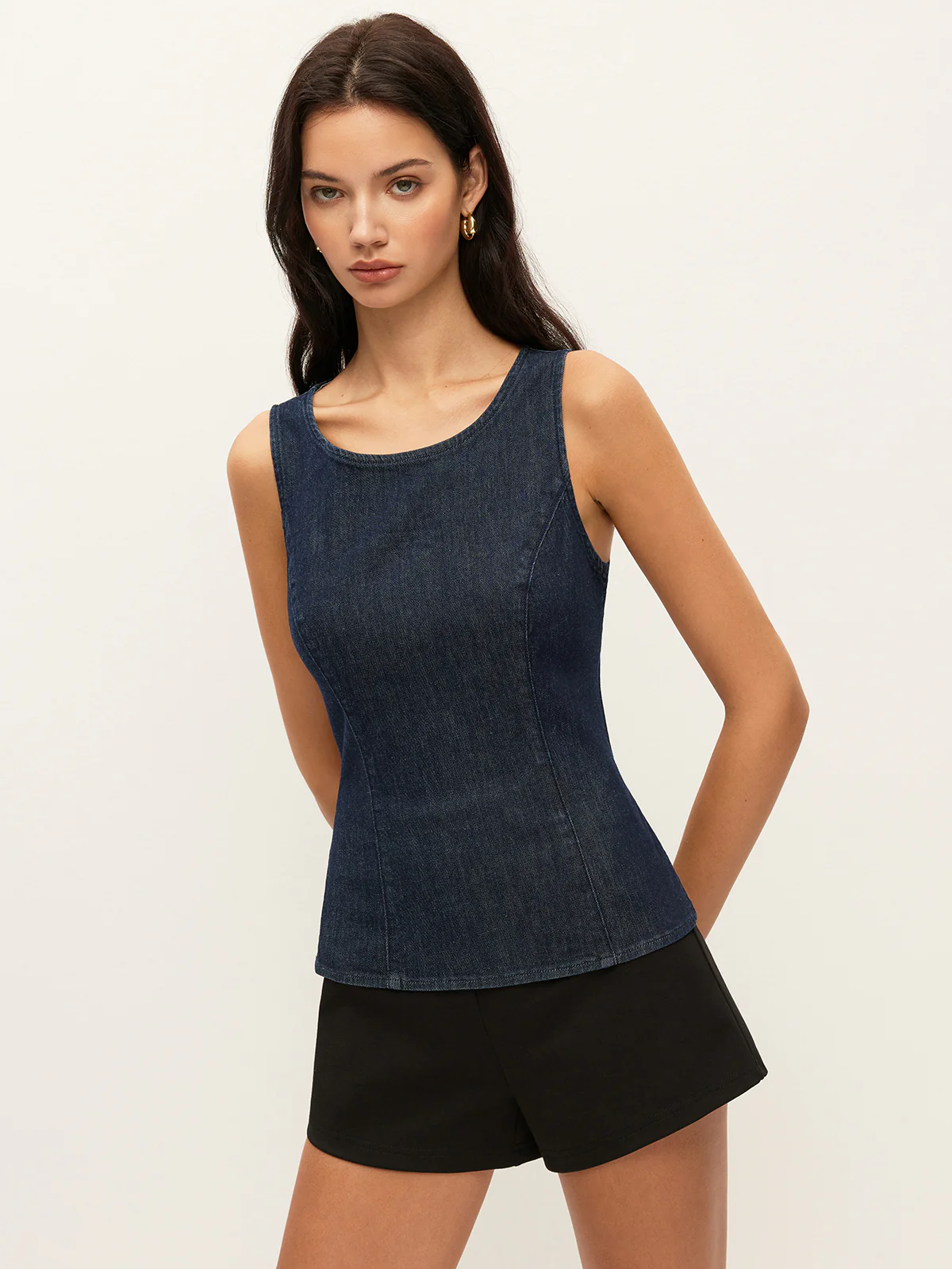 Back Tie Denim Top - Takermore