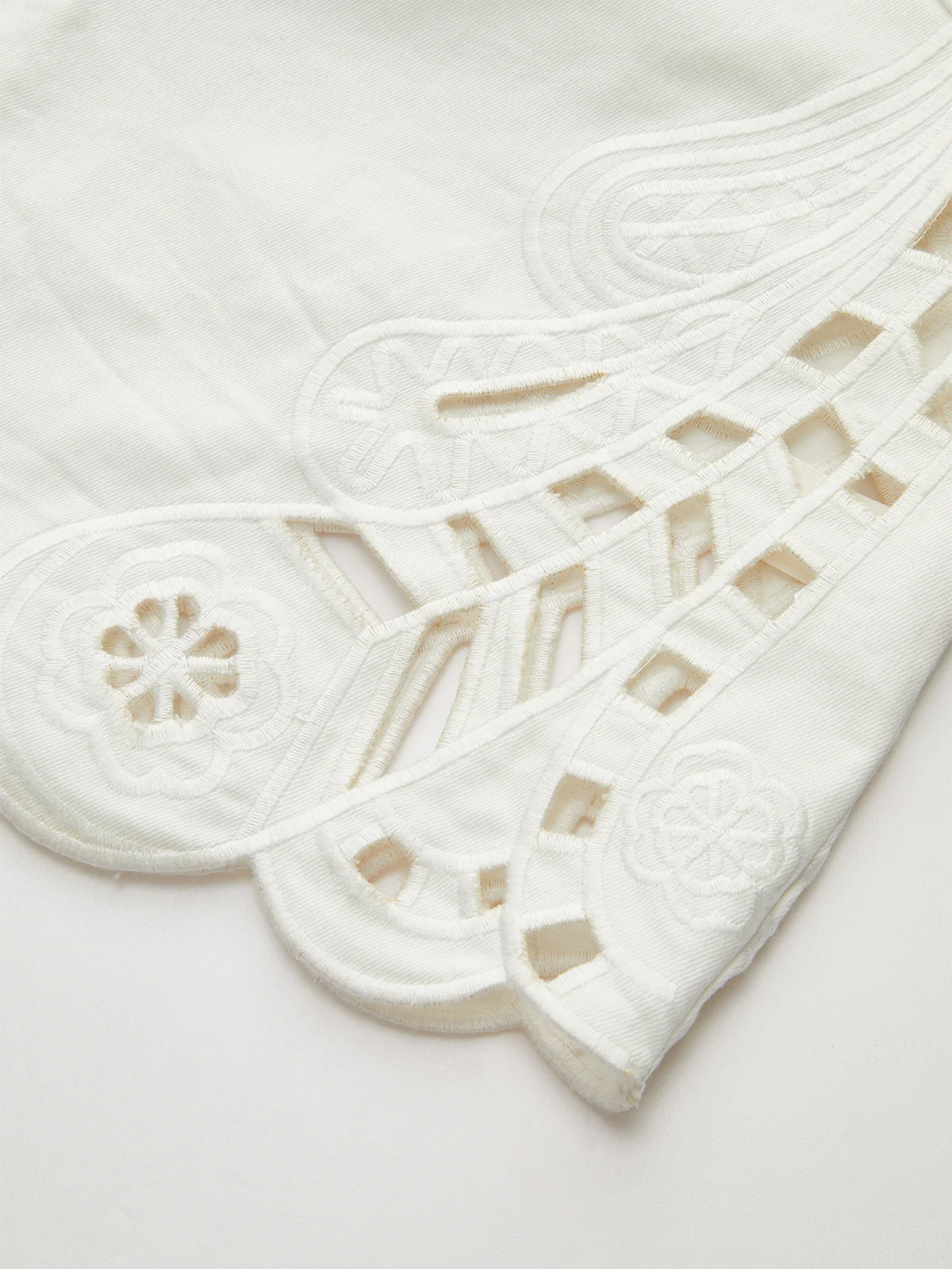 Embroidery Cut-Out Semi-Sheer Top - Takermore