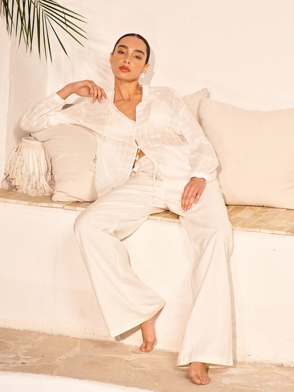 Semi-Sheer Tassel Tie Shirt - Takermore