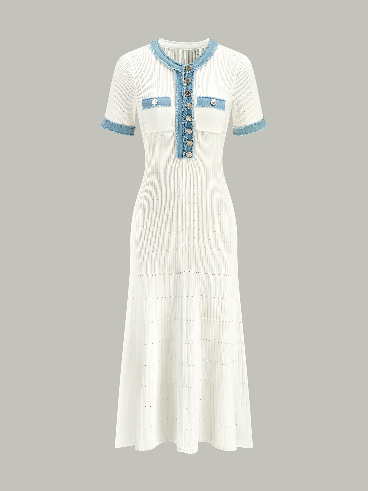 Trimmed Knit Midi Dress - Takermore