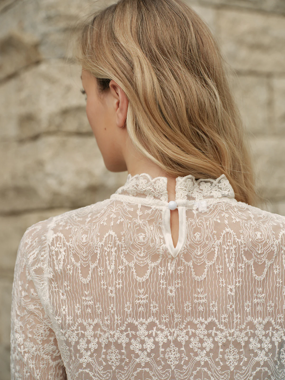 Sheer Lace Mock Neck Top - Takermore