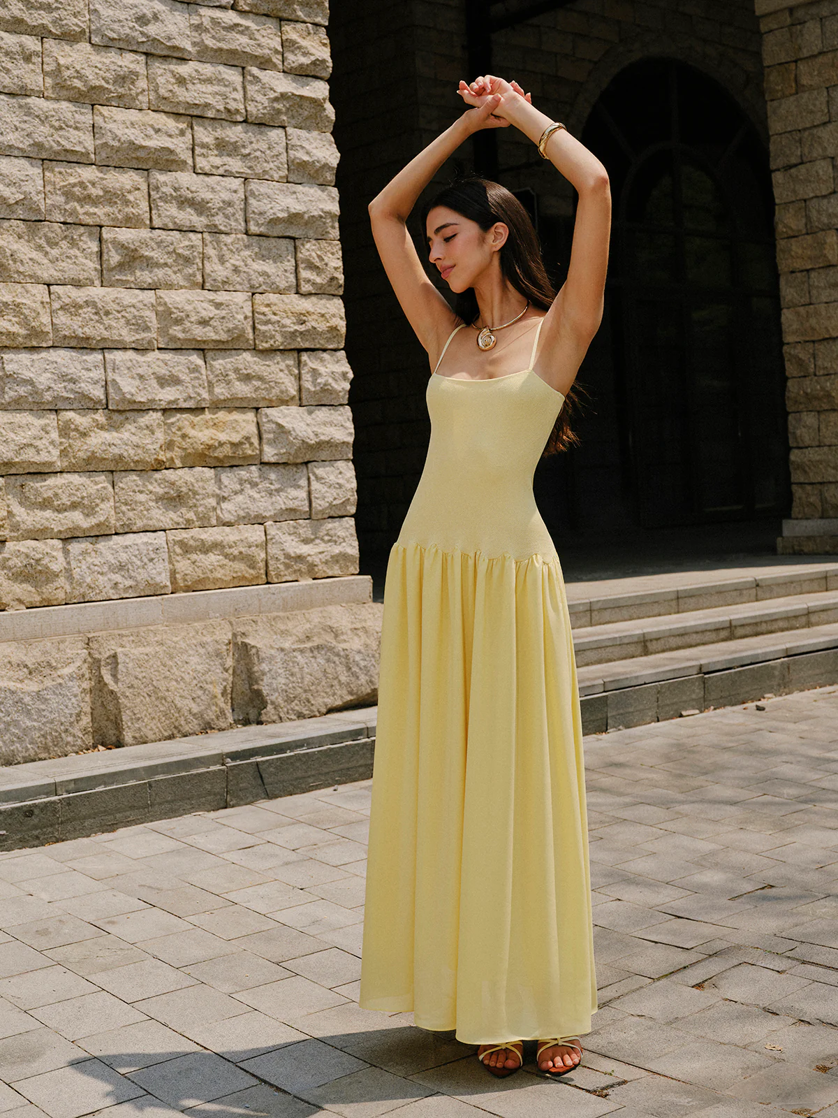 Pleated Hem Cami Sweater Dress - Takermore