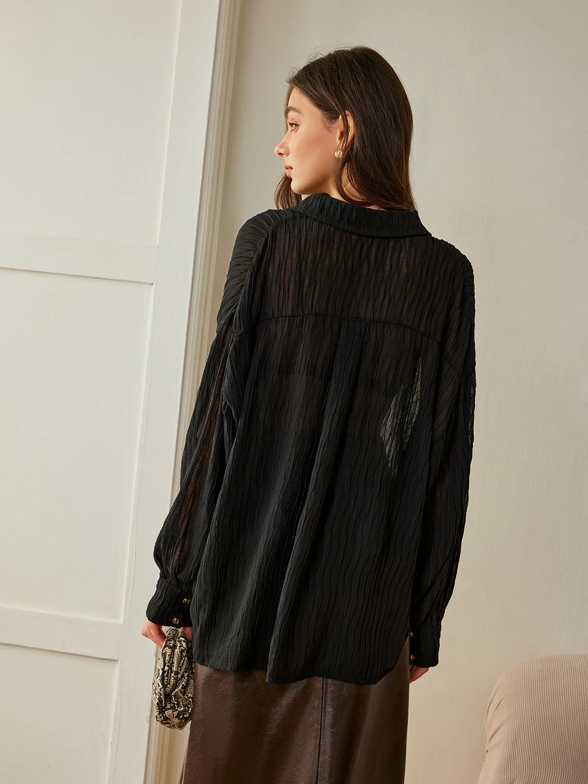 Semi-Sheer Button Polo Shirt - Takermore