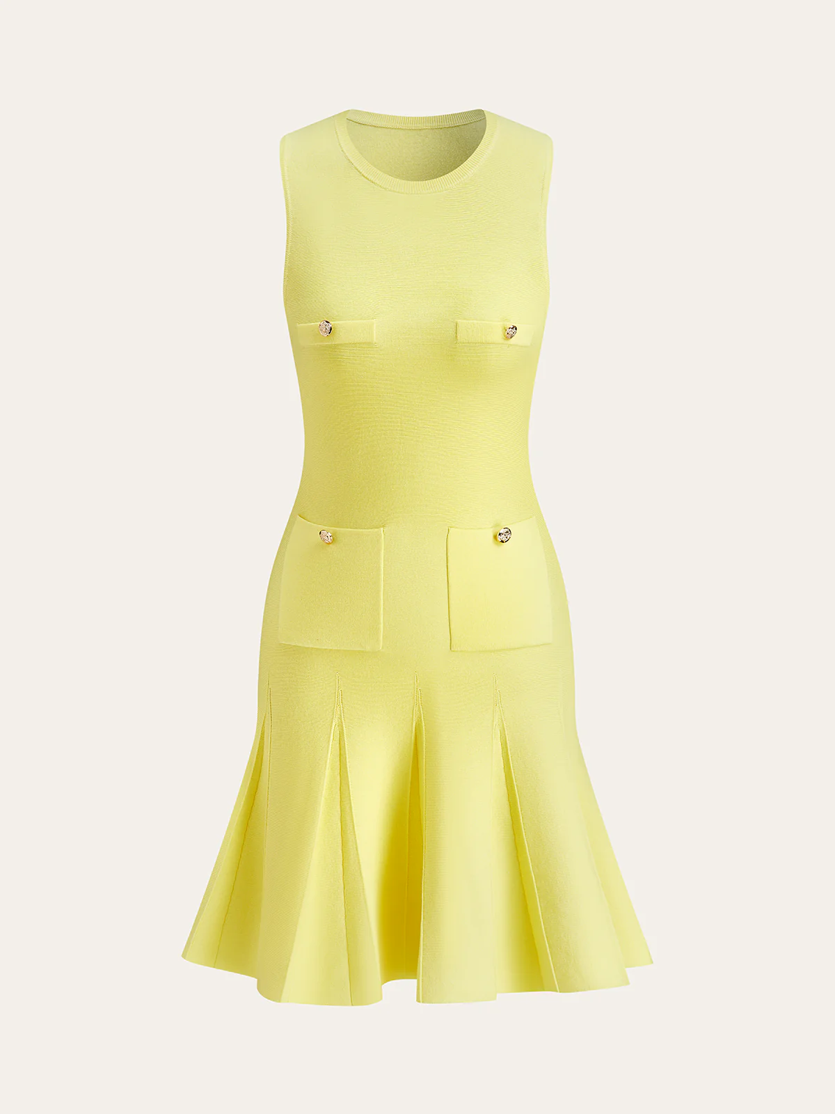 Sleeveless Knit Dress With Pocket Detail - Takermore