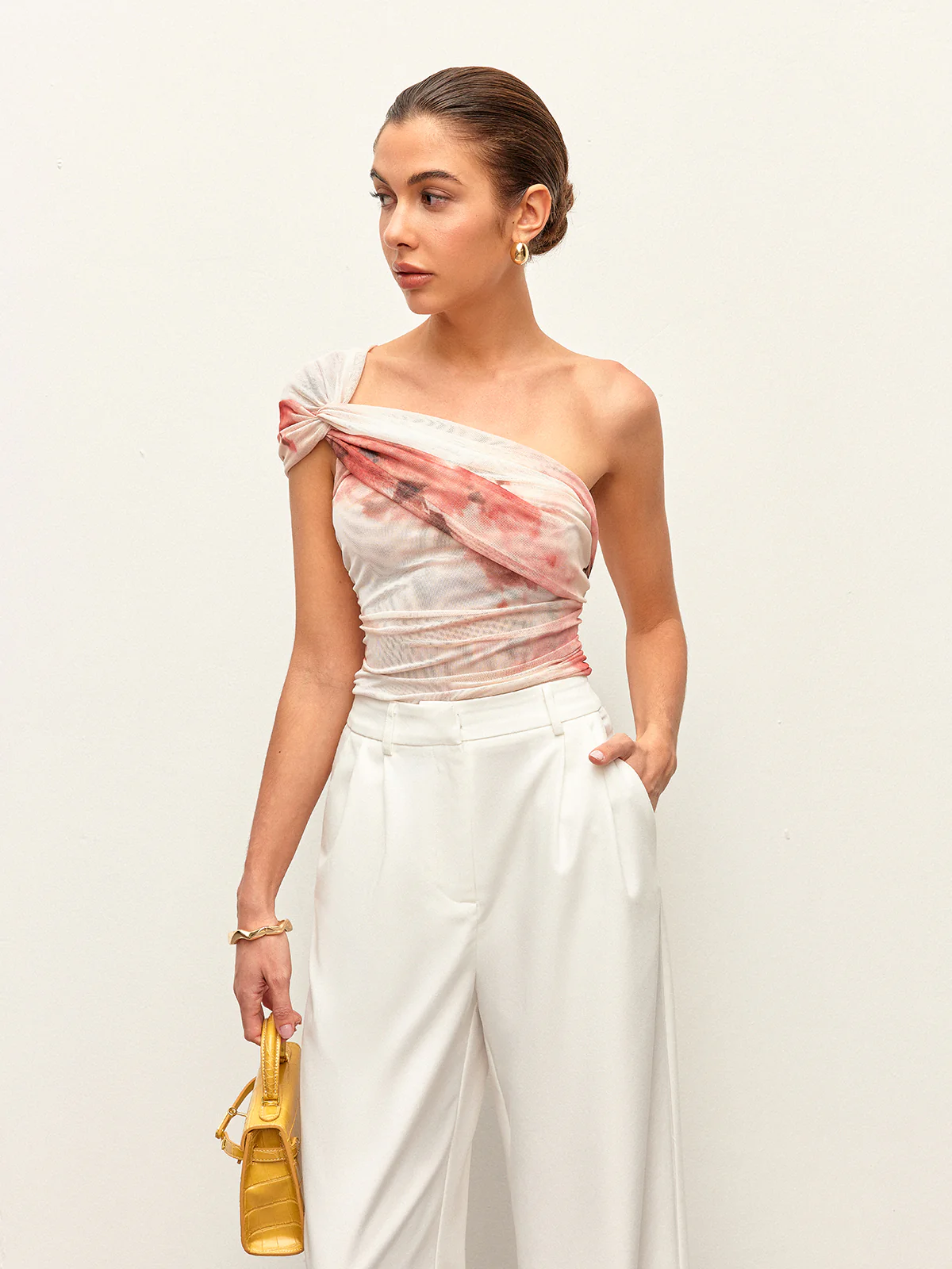 Semi-Sheer One-Shoulder Top - Takermore